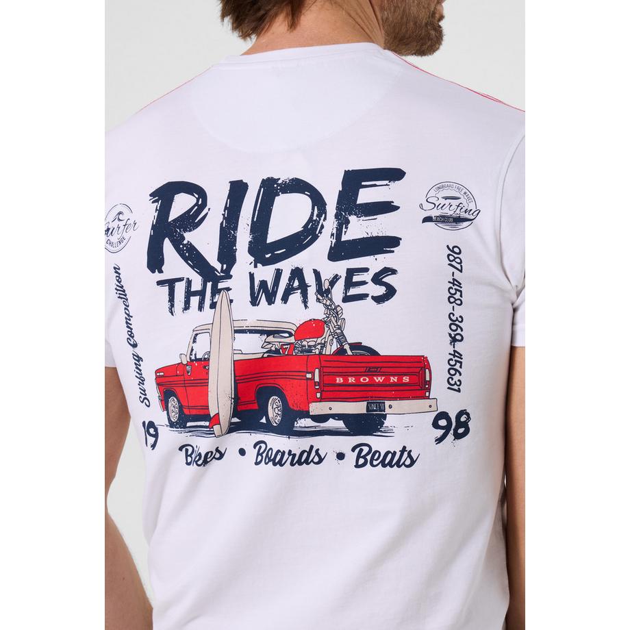Joe Browns T-Shirt Graphique avec Imprimé Surf et Vélo  