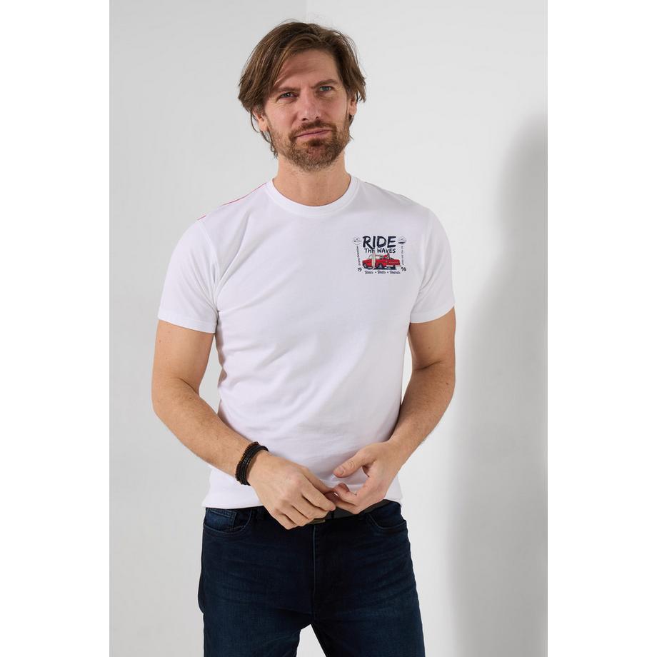 T-Shirt Graphique avec Imprimé Surf et Vélo