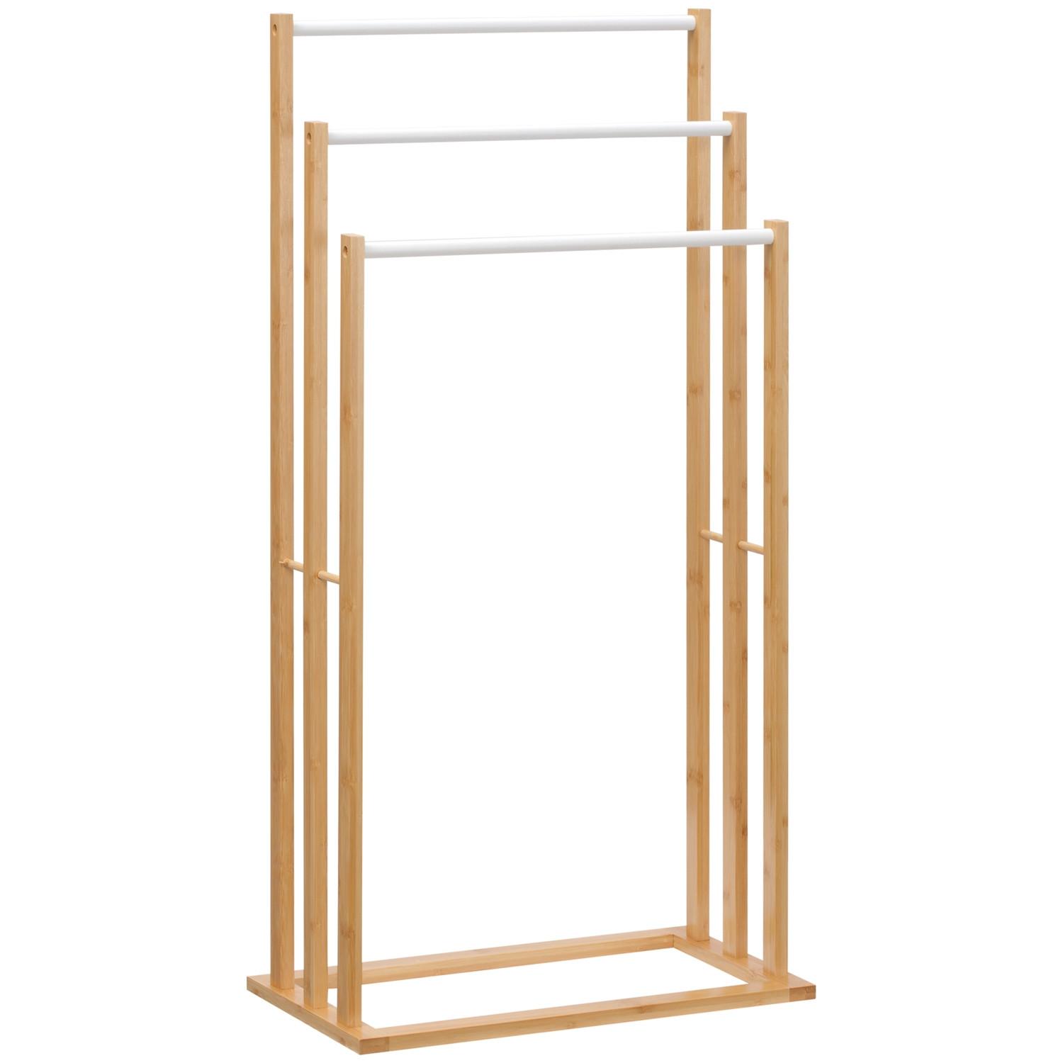 Northio Porte-Serviettes Autoportant Avec 3 Barres, Bambou, Naturel, 48X25,8X94 Cm  