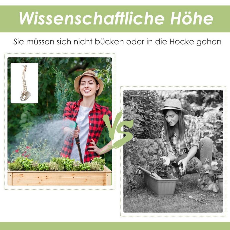 Northix Holz-Pflanzgefäß Hochbeet mit Aufbewahrungsregal für Anbau von Pflanzen 92 x 41x 81 cm  