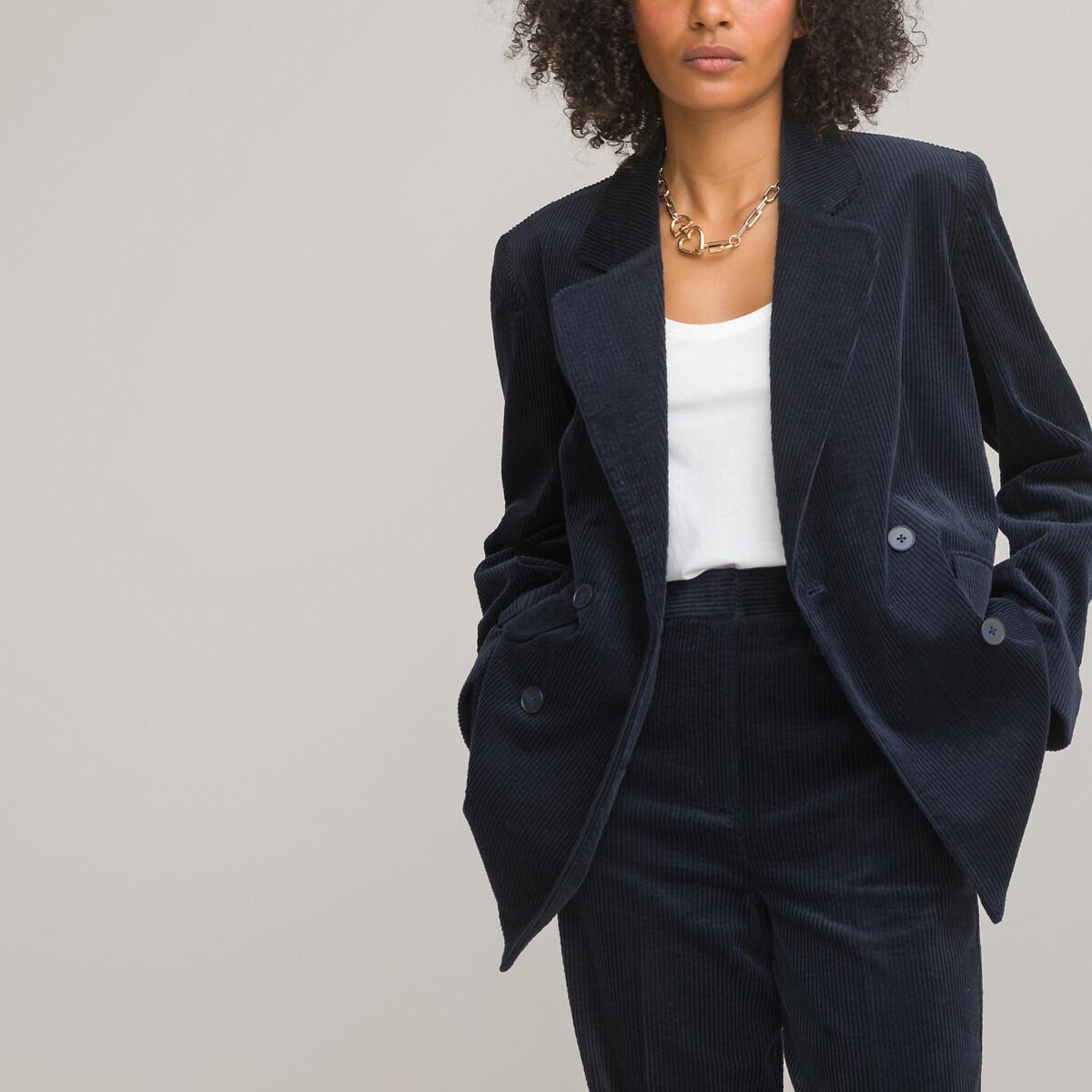 Image of Oversized-blazer Signature Aus Cord Damen Blau 40
