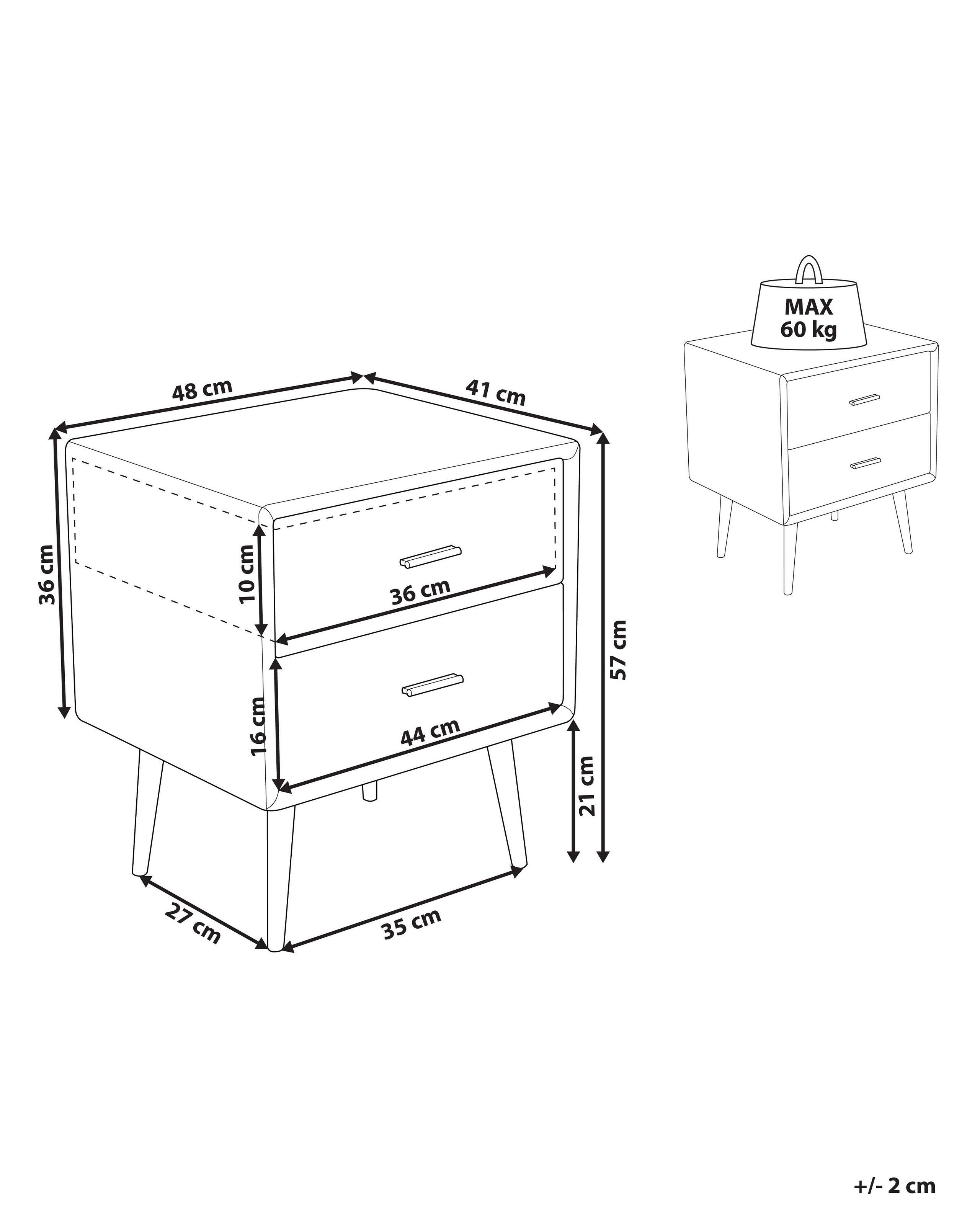 Beliani Comodino 2 cassetti en Pelle sintetica Classico ESSONNE  