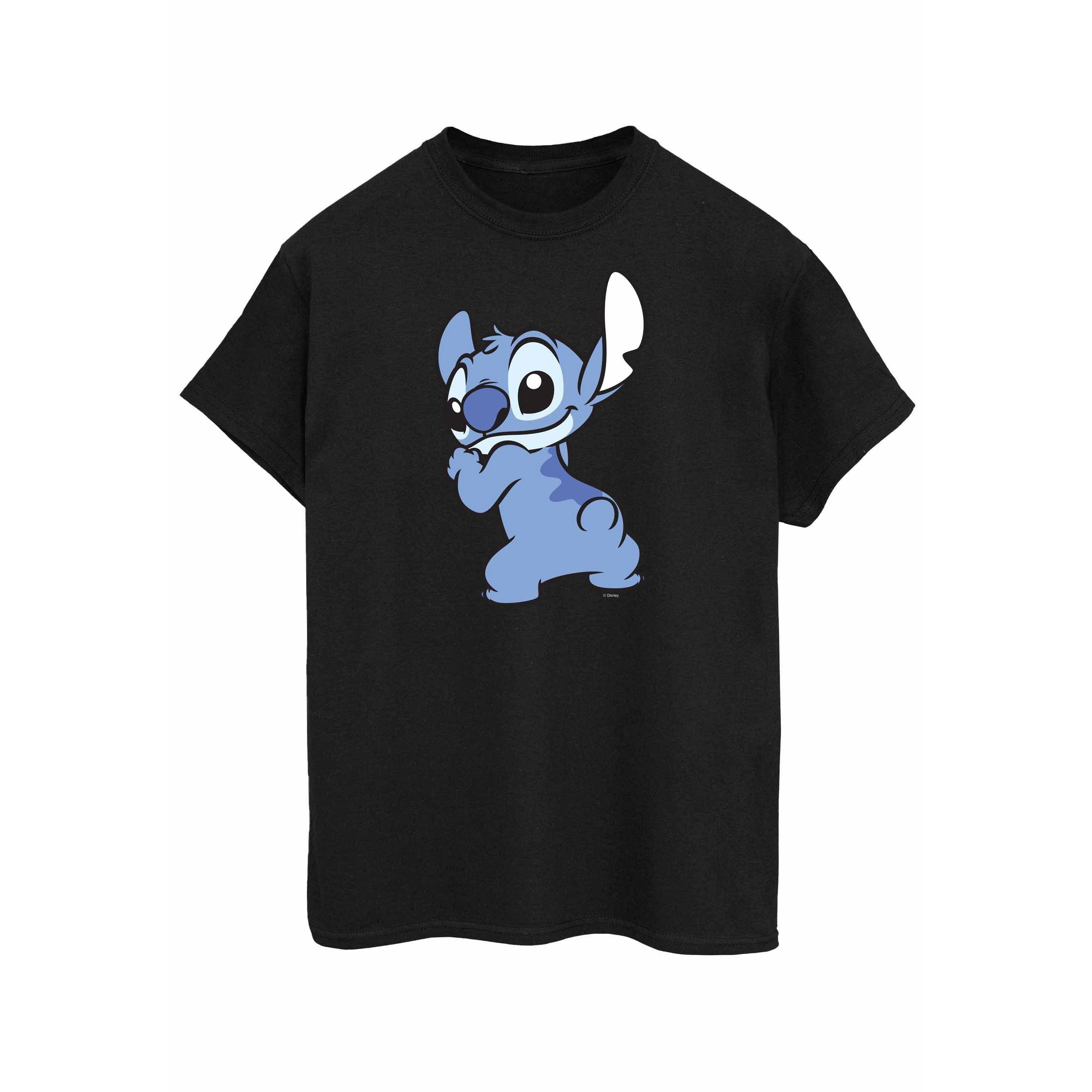 Image of Lilo And Stitch Stitch Backside Breast Print Tshirt Damen Schwarz XXL