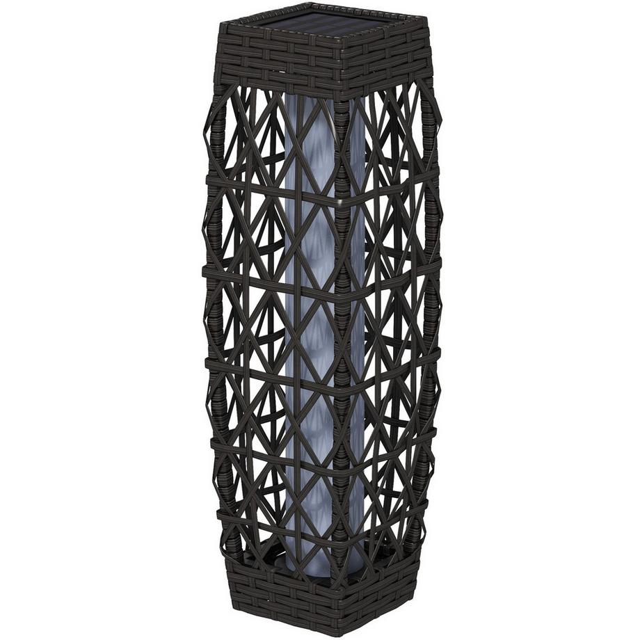 Lampe solaire Lampe de jardin LED avec rotin et capteur de lumière, grise, anti-UV pour l'extérieur