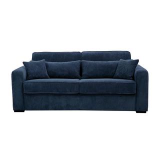 Vente-unique Canapé 4 places convertible express en velours côtelé bleu - Couchage à lattes larges 160 cm - Matelas 18 cm -  MONDOVI  