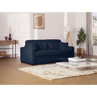 Vente-unique Schlafsofa mit Matratze 4-Sitzer - Liegefläche mit Lattenrost mit breiten Latten 160 cm - Matratze 18 cm - Cord - Blau - MONDOVI  