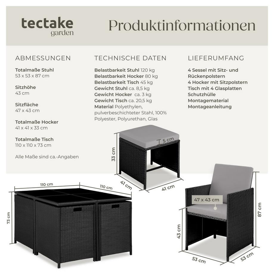 Tectake Salon de jardin BILBAO pour 4 à 8 personnes  