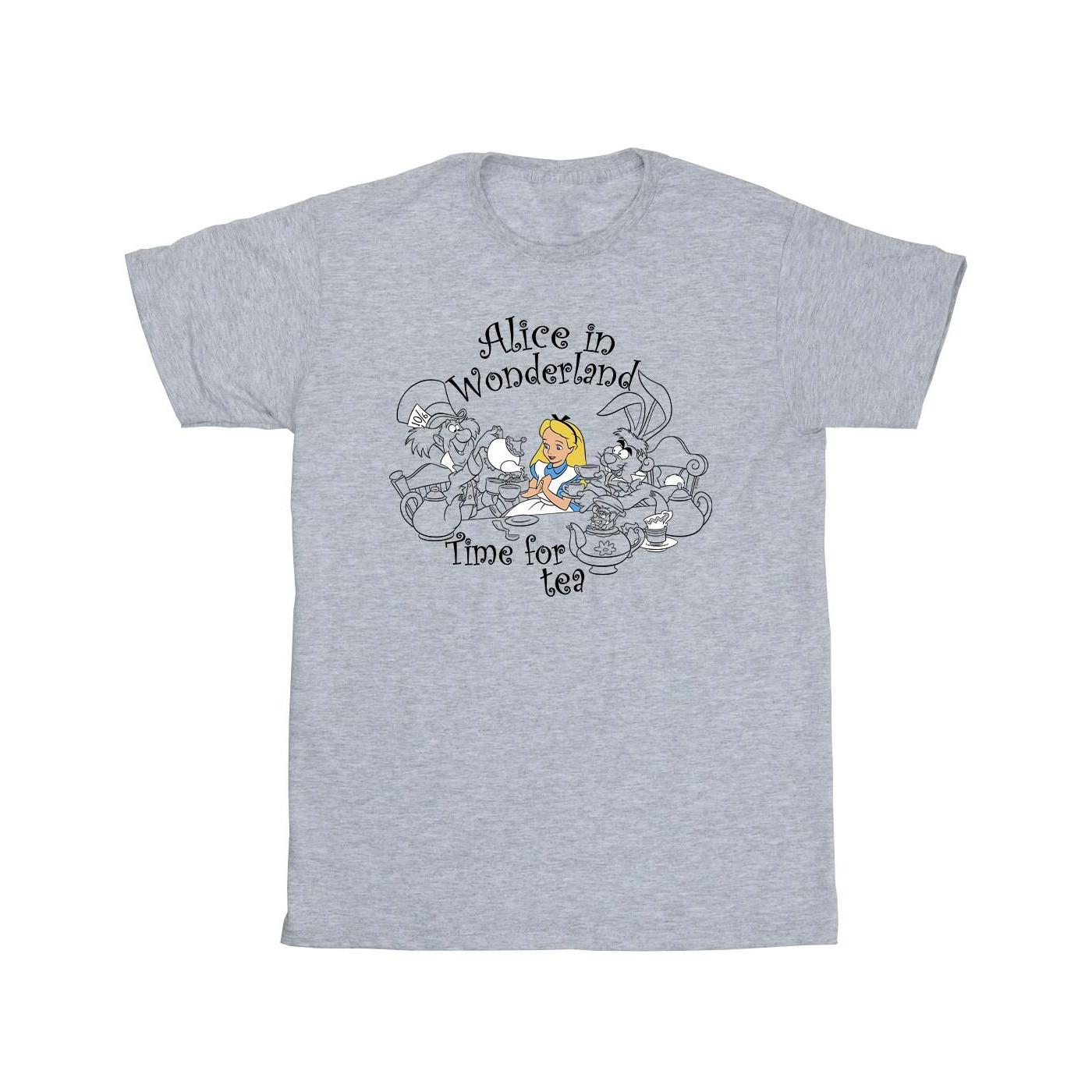 Image of Alice In Wonderland Time For Tea Tshirt Herren Grau M