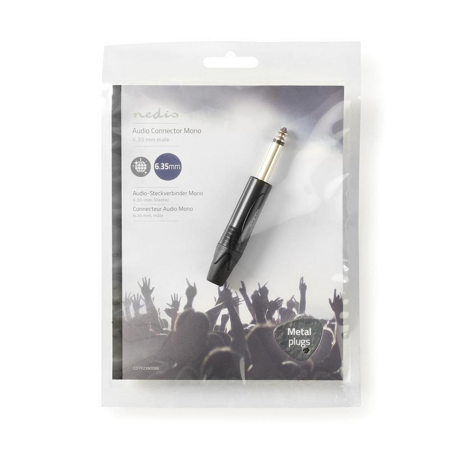 Nedis  Audio-Stecker | Gerade | Männlich | Vernickelt | Löten | Kabeleingangsdurchmesser: 6,0 mm | Aluminium | Schwarz | Kunststoffbeutel | 1 St. 