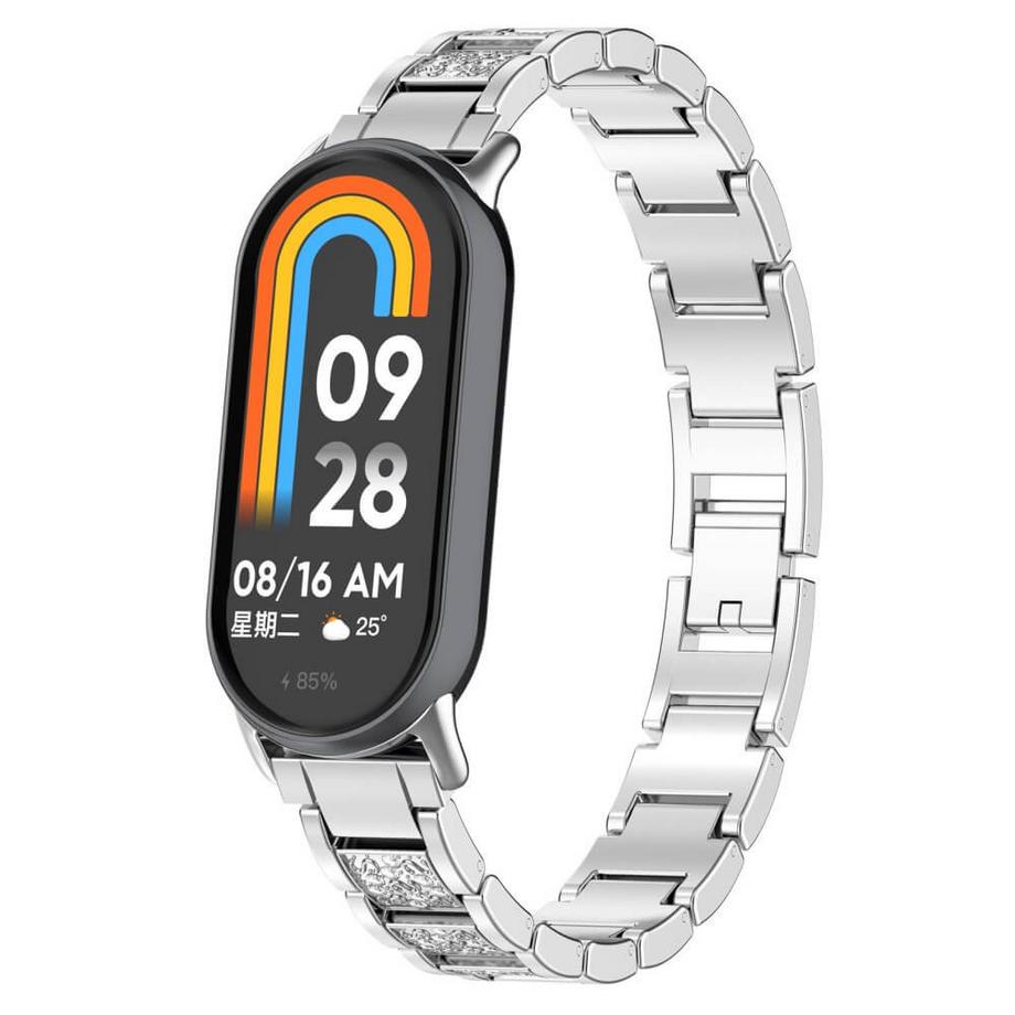 Cover-Discount  Xiaomi Smart Band 9/8 - Bracelet en acier inoxydable avec strass 