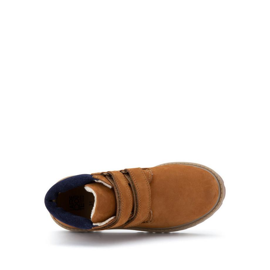 La Redoute Collections Gefütterte Lederboots mit Klettverschluss  