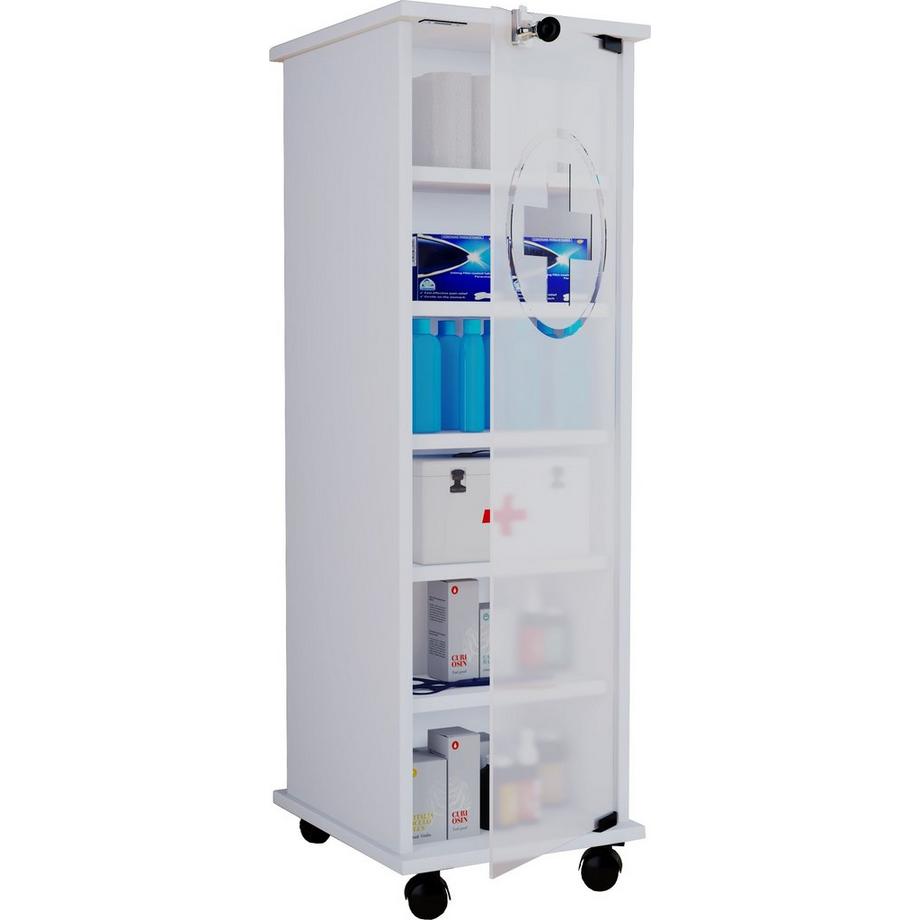 VCM Medizinschrank Arzneischrank Apothekerschrank Rollen rollbar abschließbar Nilusa  