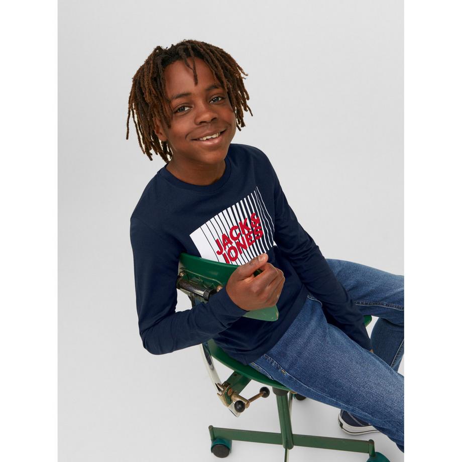 JACK & JONES  T-shirt bambino a maniche lunghe con scollo rotondo Jack & Jones Corp Logo Play 