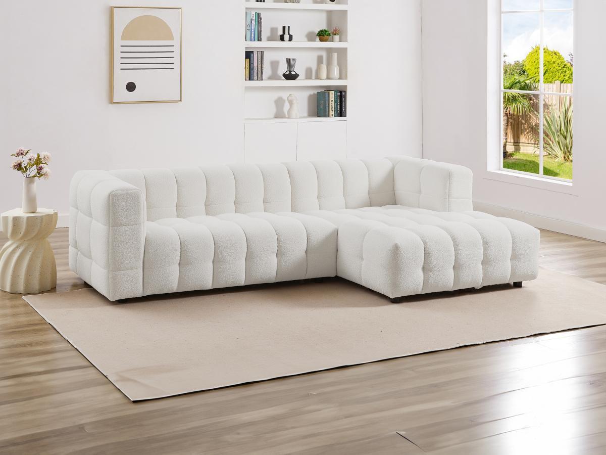 PASCAL MORABITO Ecksofa - Ecke rechts - Bouclé-Stoff - Elfenbeinweiß - LERICI von Pascal Morabito  