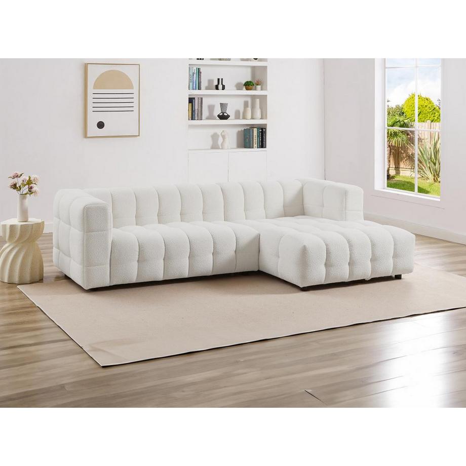 PASCAL MORABITO Ecksofa - Ecke rechts - Bouclé-Stoff - Elfenbeinweiß - LERICI von Pascal Morabito  