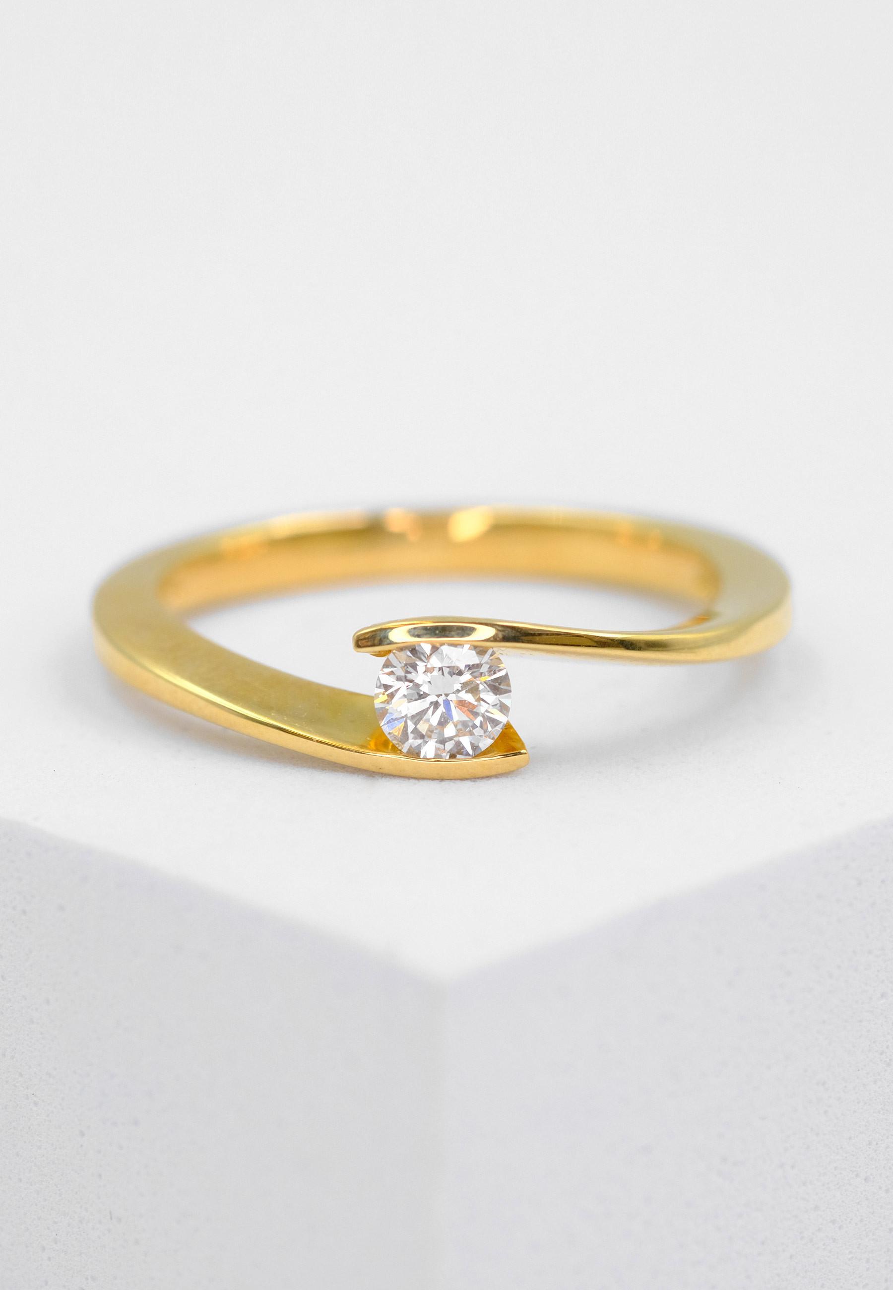 MUAU Schmuck  Bague Solitaire Diamant 0.25ct. or jaune 750 