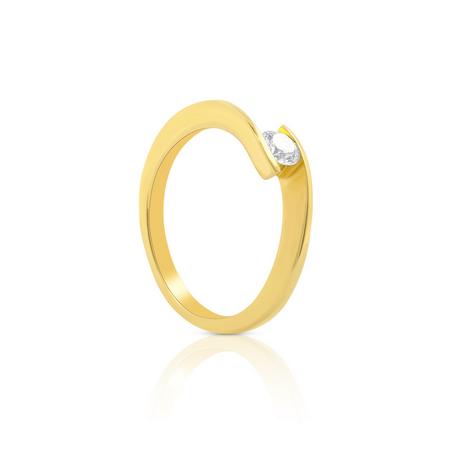 MUAU Schmuck  Bague Solitaire Diamant 0.25ct. or jaune 750 