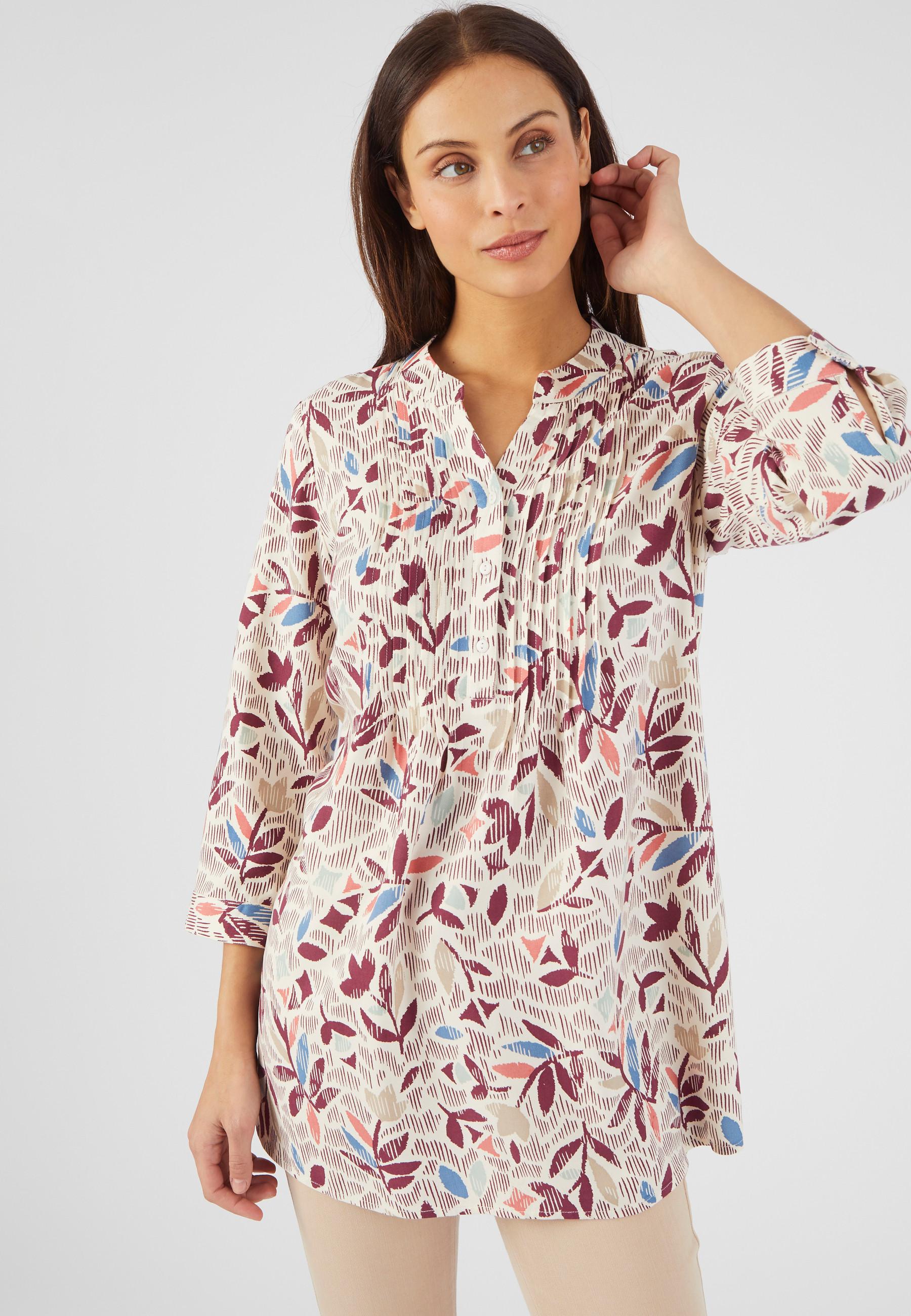 Image of Gemusterte Tunika Aus Reiner Viskose Damen Weiss 38