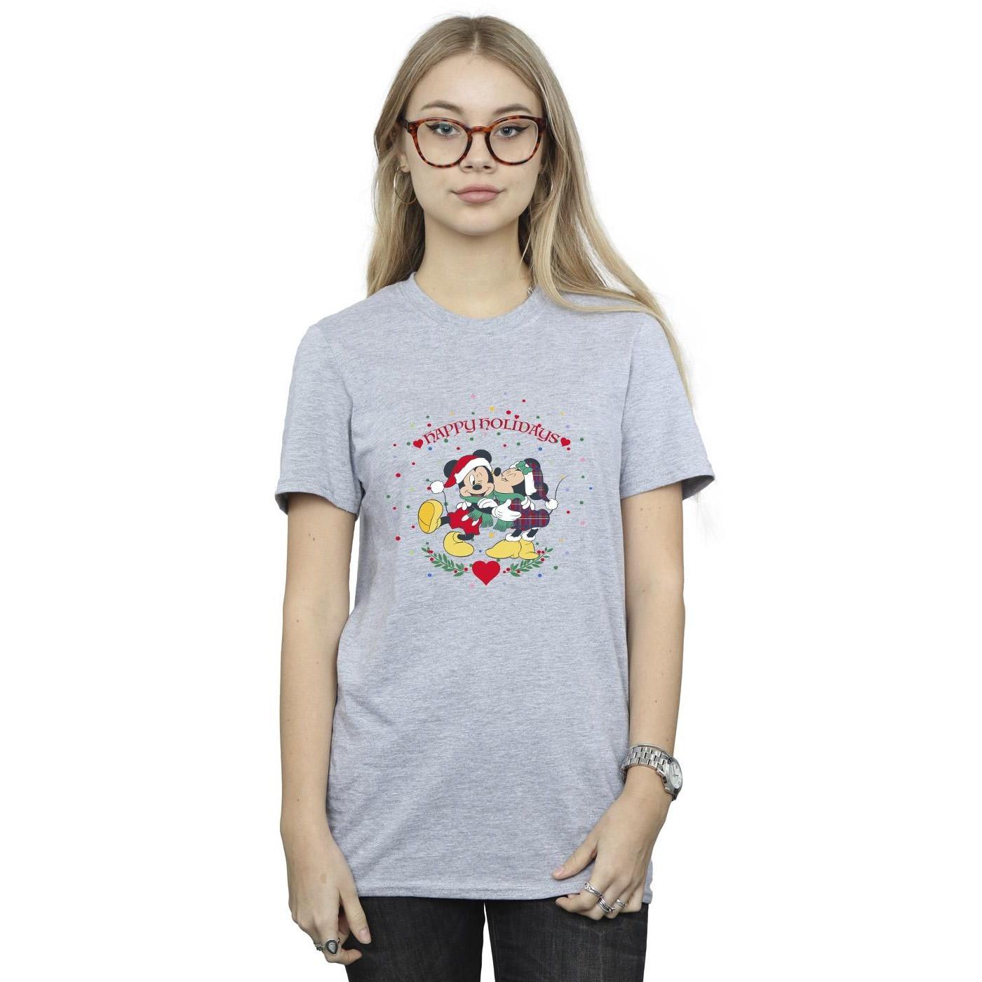 Image of Mickey Mouse Mickey Minnie Christmas Tshirt Damen Grau XL