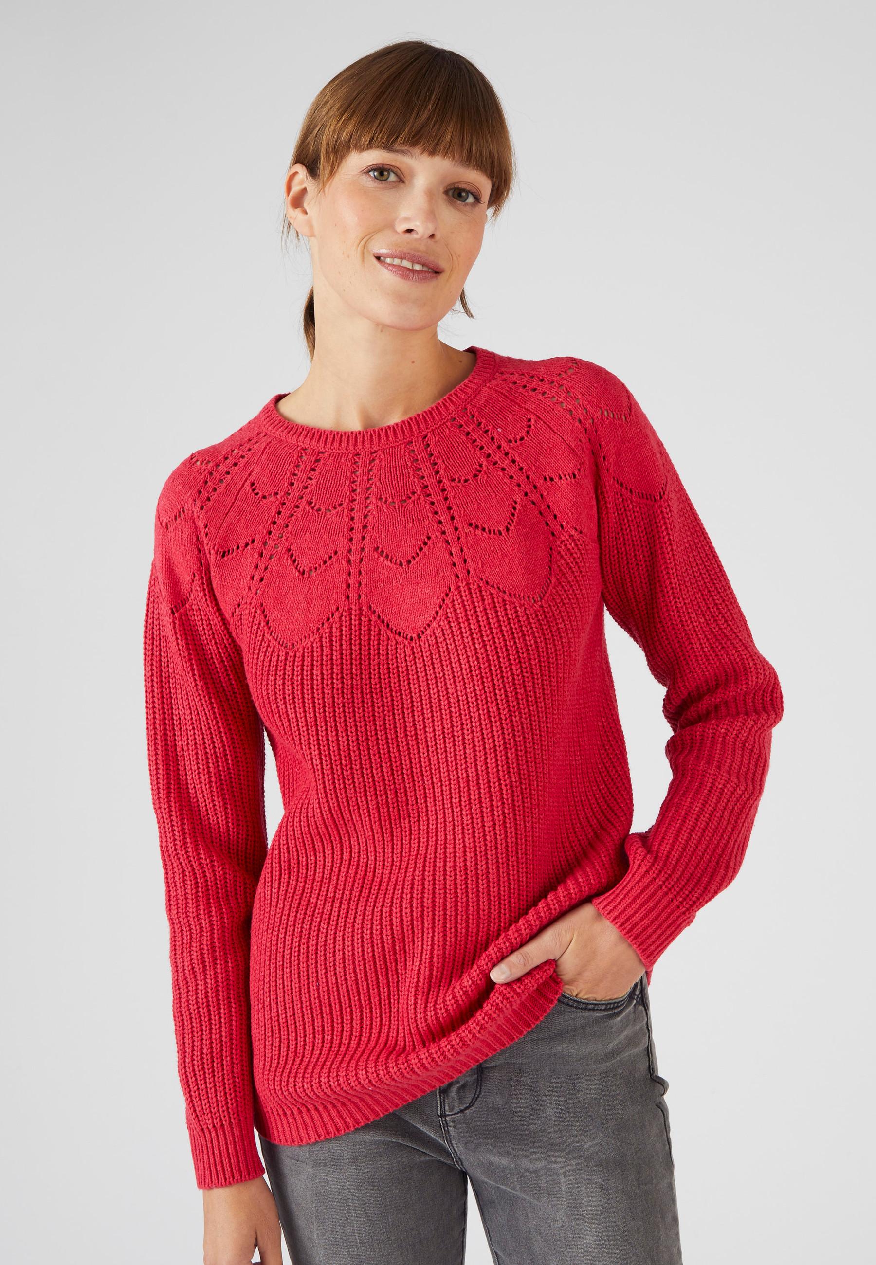 Image of Pullover Mit Ajour-details. Damen Rosa 46/48