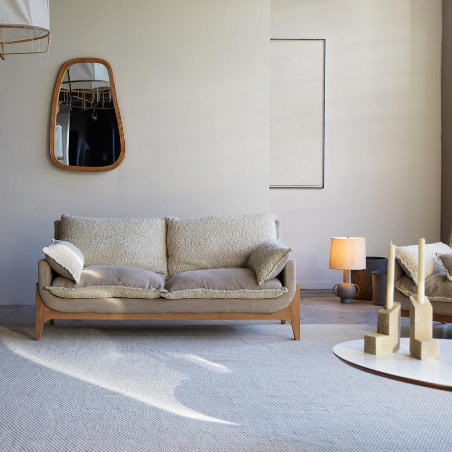 Tikamoon Canapé en chêne massif et tissu Linen, 2 places Woodnest  