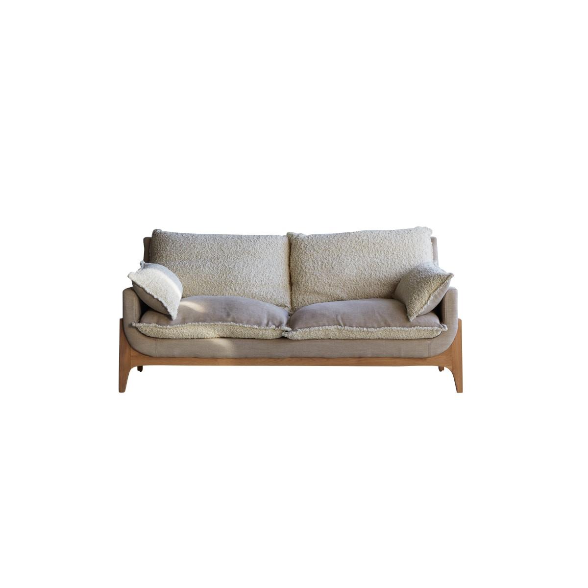 Image of Sofa mit massivem Eichenholzgestell und Leinenbezug 2-Sitzer Woodnest Sofa mit massivem Eichenholzgestell und Leinenbezug 2-Sitzer Woodnest
