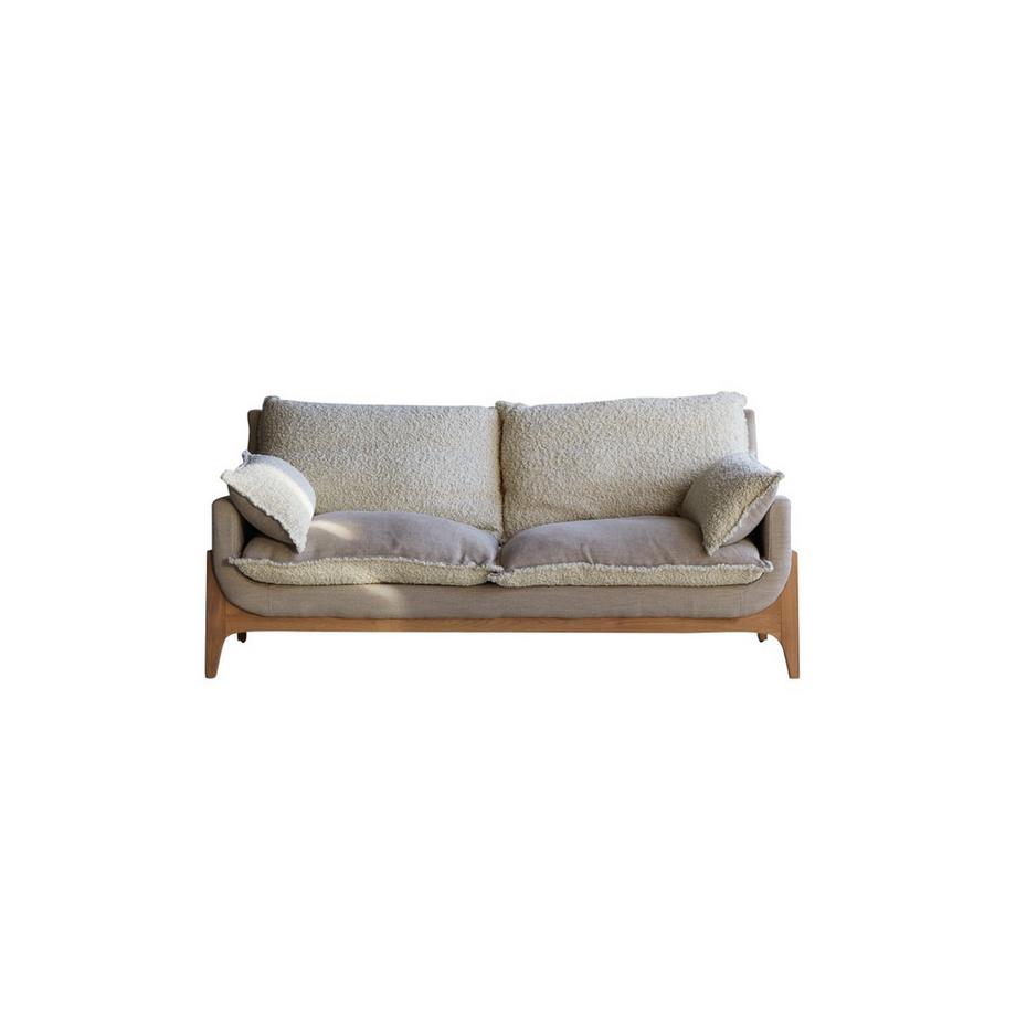 Canapé en chêne massif et tissu Linen, 2 places Woodnest