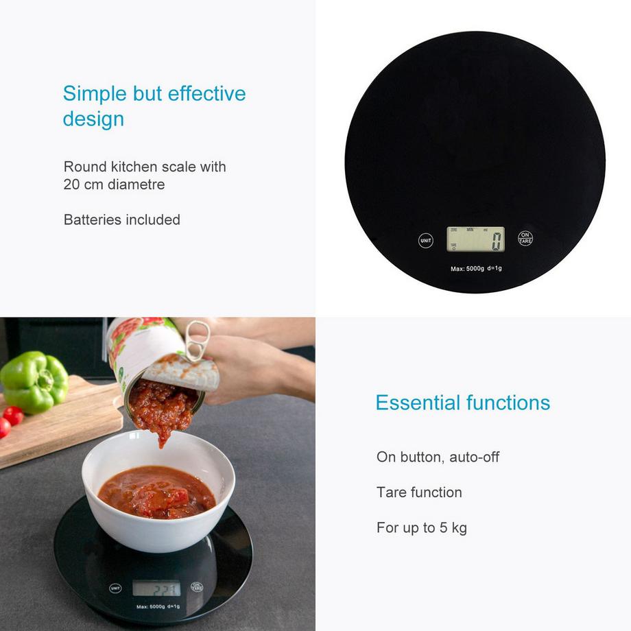 Intirilife Intirilife Balance de Cuisine, Balance Alimentaire Numérique Ronde avec Écran LCD  