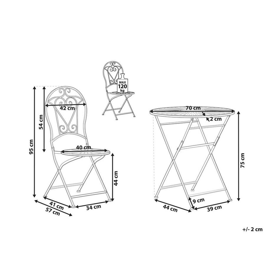 Beliani Ensemble pour bistro en Métal Rétro TRENTO  