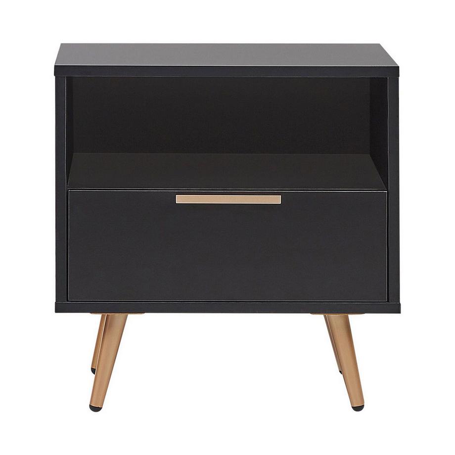 Beliani Nachttisch mit 1 Schublade aus Faserplatte Modern INDIO  