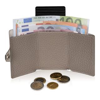 ZNAP Portefeuille Cuir Grainé Taupe pour 8 Cartes  