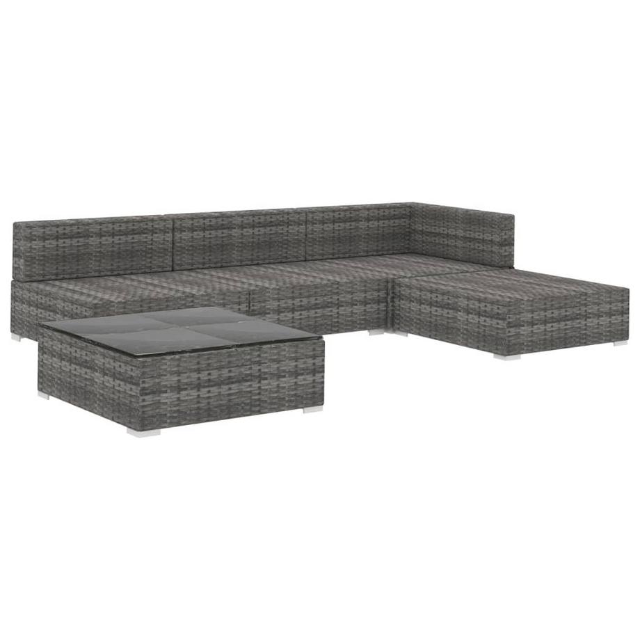 VidaXL Set aus Rattan-Ecksofa, Couchtisch und Kissen  