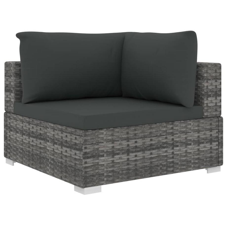 VidaXL Set aus Rattan-Ecksofa, Couchtisch und Kissen  