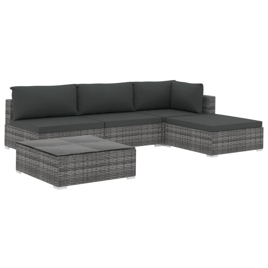 VidaXL Set aus Rattan-Ecksofa, Couchtisch und Kissen  
