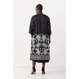 Ulla Popken  Robe maxi à imprimé cachemire, décolleté en V et manches 3/4 chauve-souris 