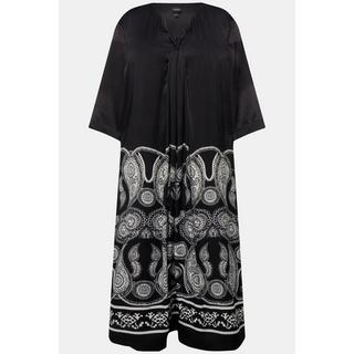 Ulla Popken  Robe maxi à imprimé cachemire, décolleté en V et manches 3/4 chauve-souris 