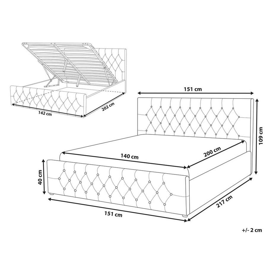Beliani Letto contenitore en Tessuto Glamour AMIENS  