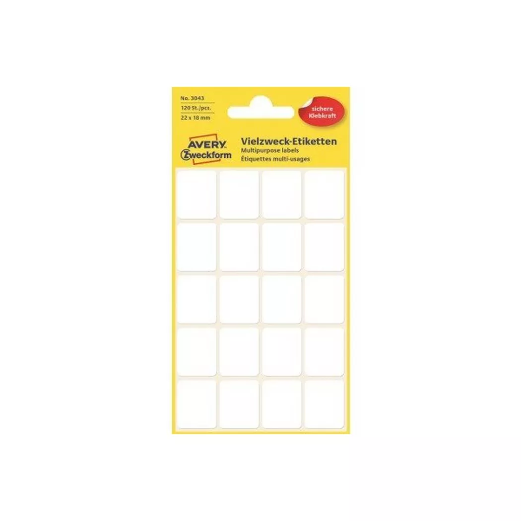 Avery-Zweckform – AVERY ZWECKFORM Etiketten 22×18mm, 120 Stück, One Size, Weiss