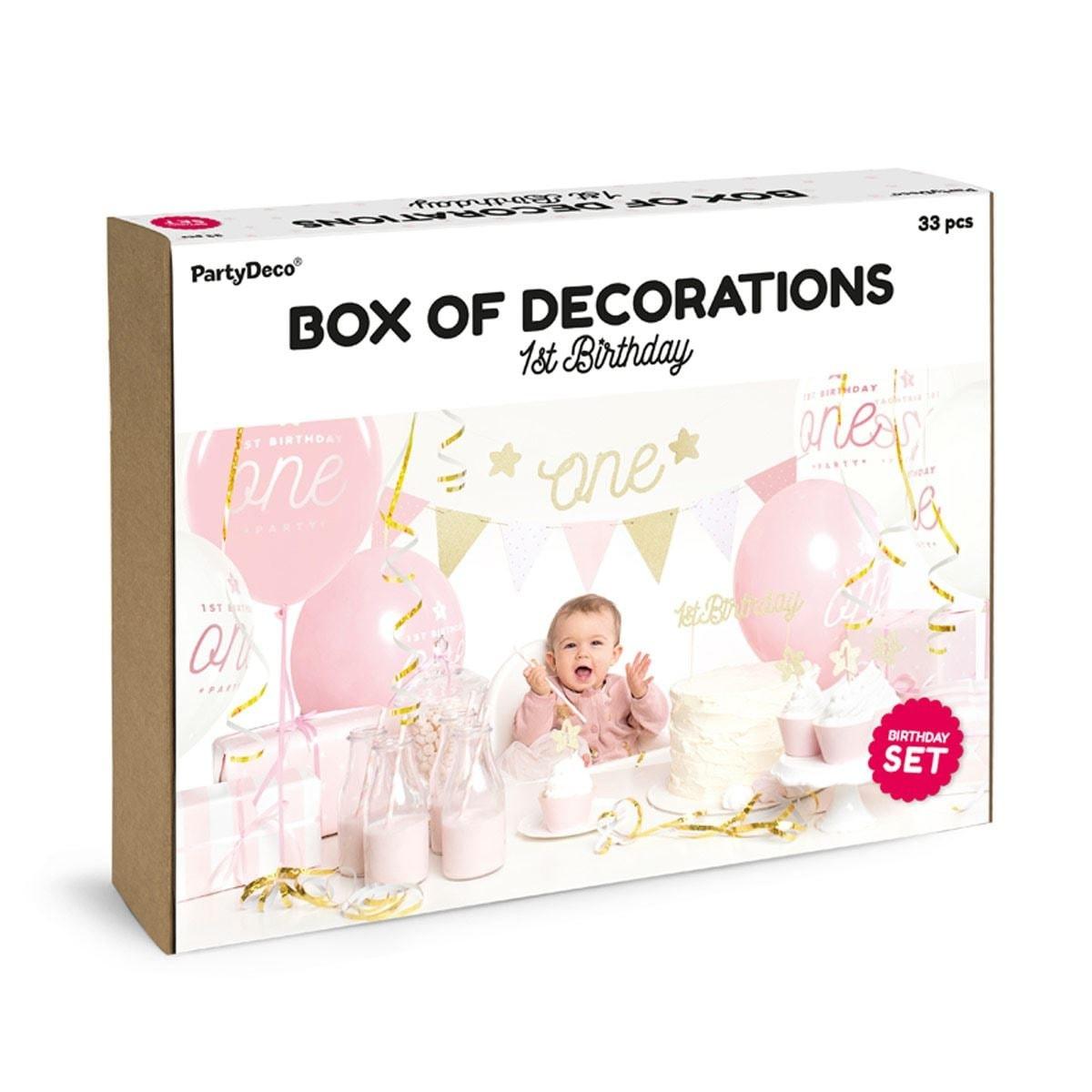 Northio  Décorations d'anniversaire pour le 1er anniversaire - Set en rose et or 