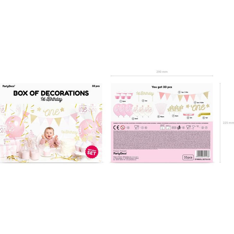 Northio  Geburtstagsdekorationen für den 1. Geburtstag - Set in Rosa und Gold 