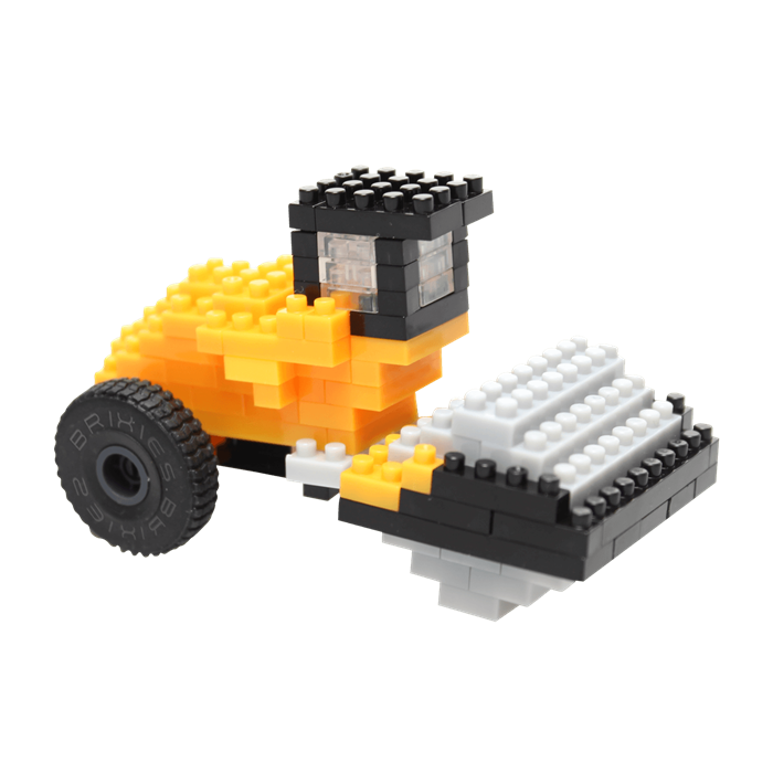 Image of Baue mit den Brixies Minibausteinen originalgetreu den Verdichter Compactor nach. Rot Bunt