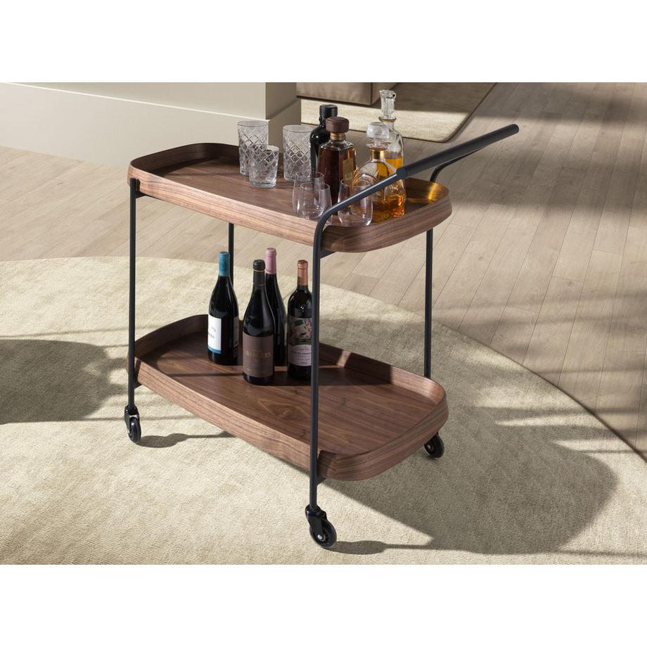 ANGEL CERDA Carrello minibar in noce e acciaio  