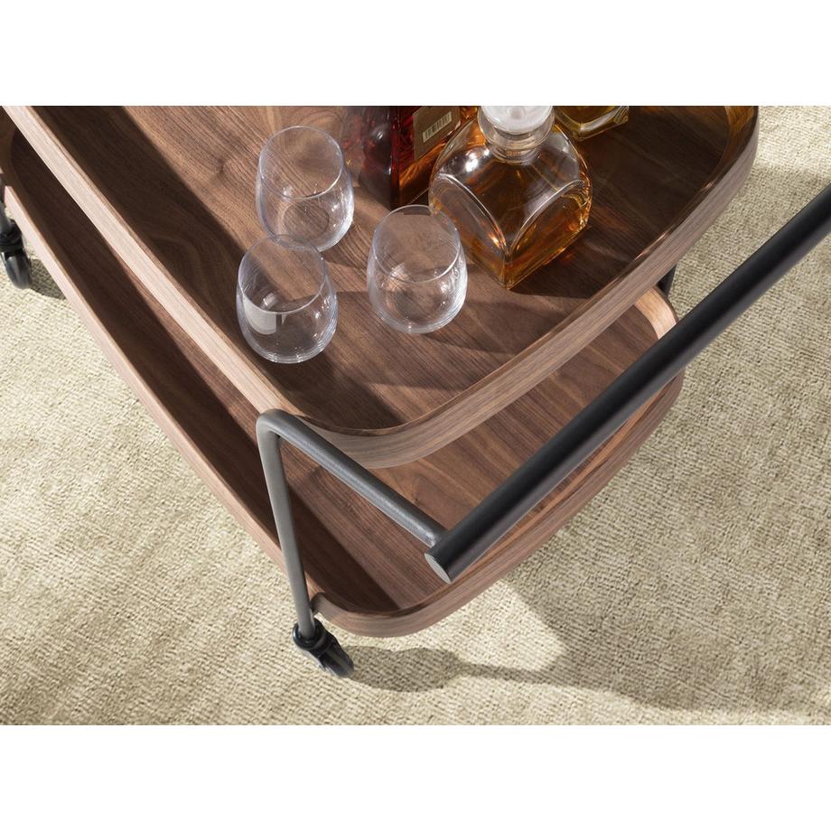 ANGEL CERDA Carrello minibar in noce e acciaio  