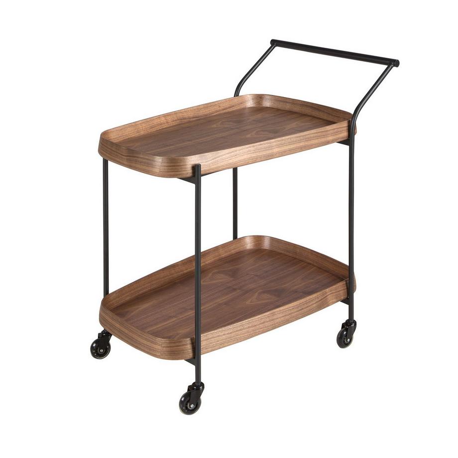 Carrello minibar in noce e acciaio