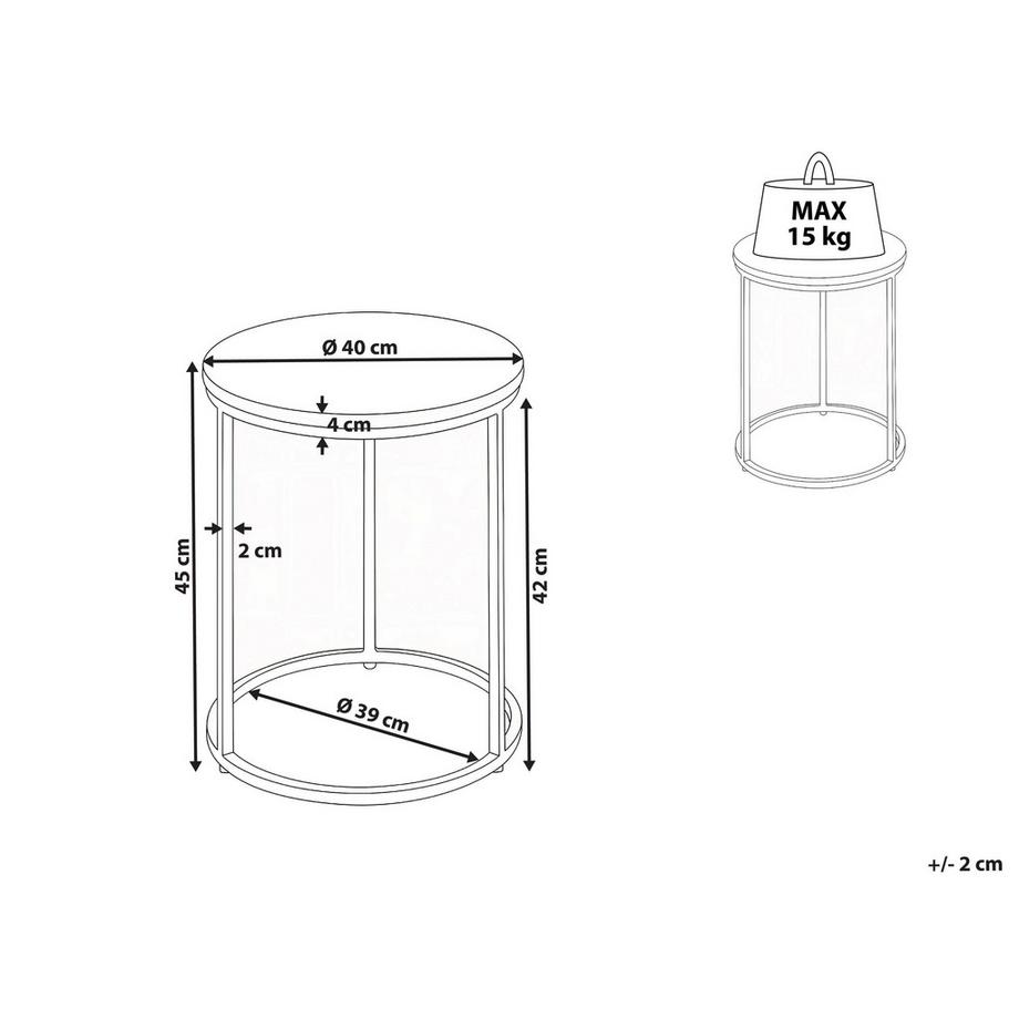 Beliani Table d'appoint en Marbre  TYRELL  