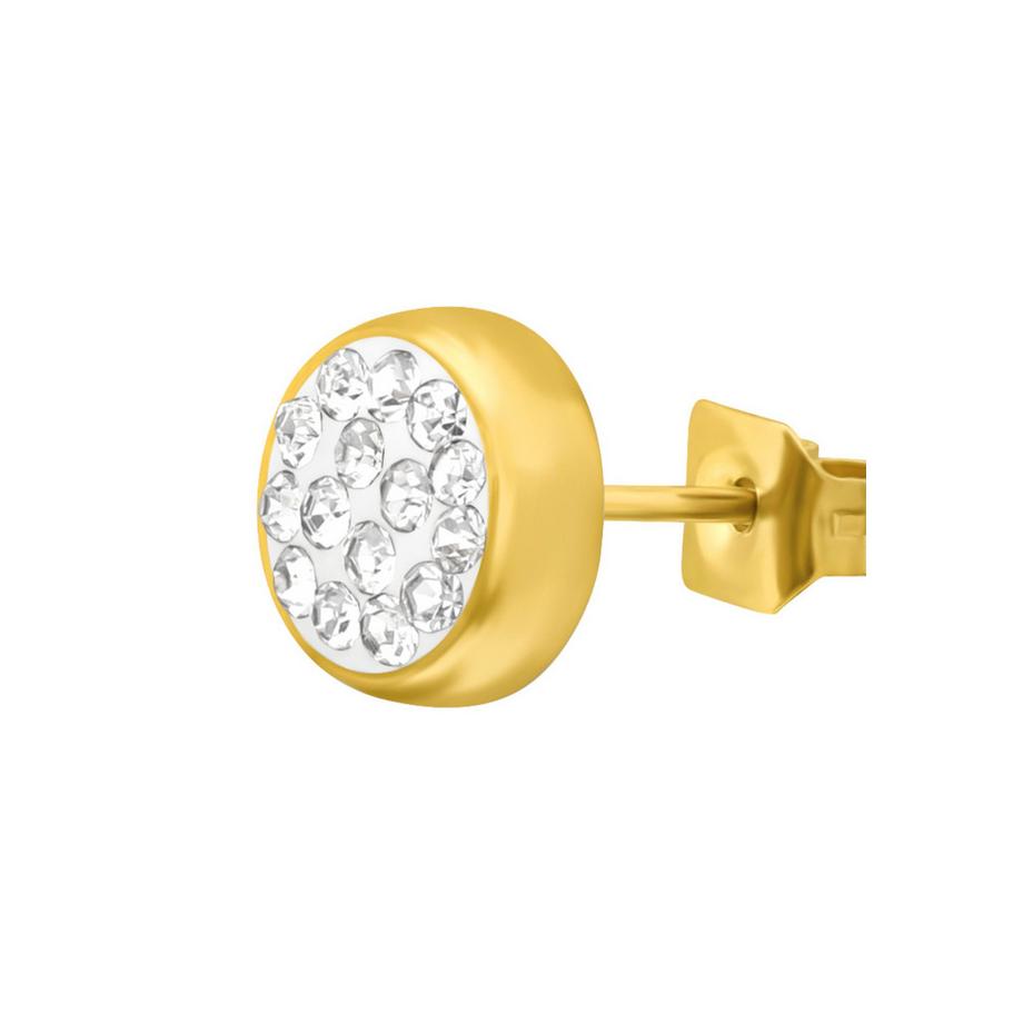 Maxte  ene ChirurgenstahlOhrstecker Rund  mit Kristall 