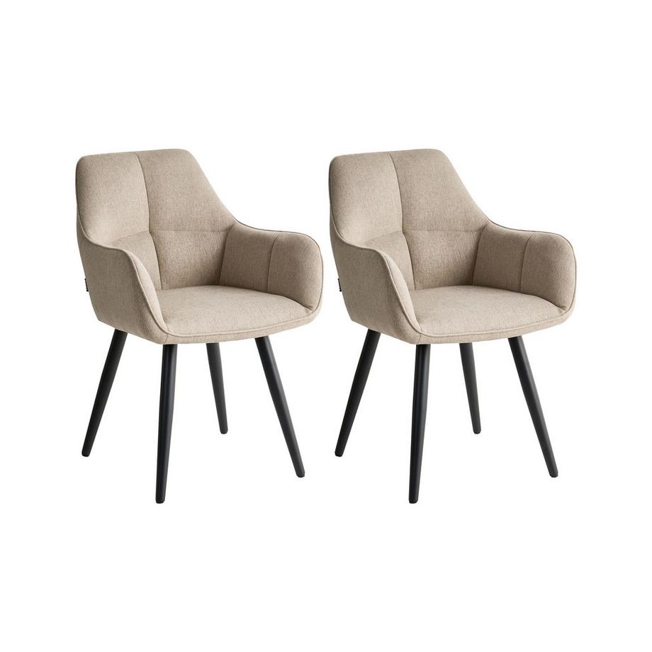 Lot de 2 chaises de salle à manger en Lin synthétique  TIRANO