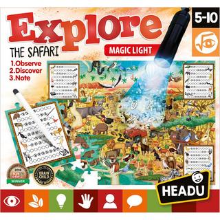 HEADU  Puzzle Explore the Safari mit Taschenlampe (70Teile) 
