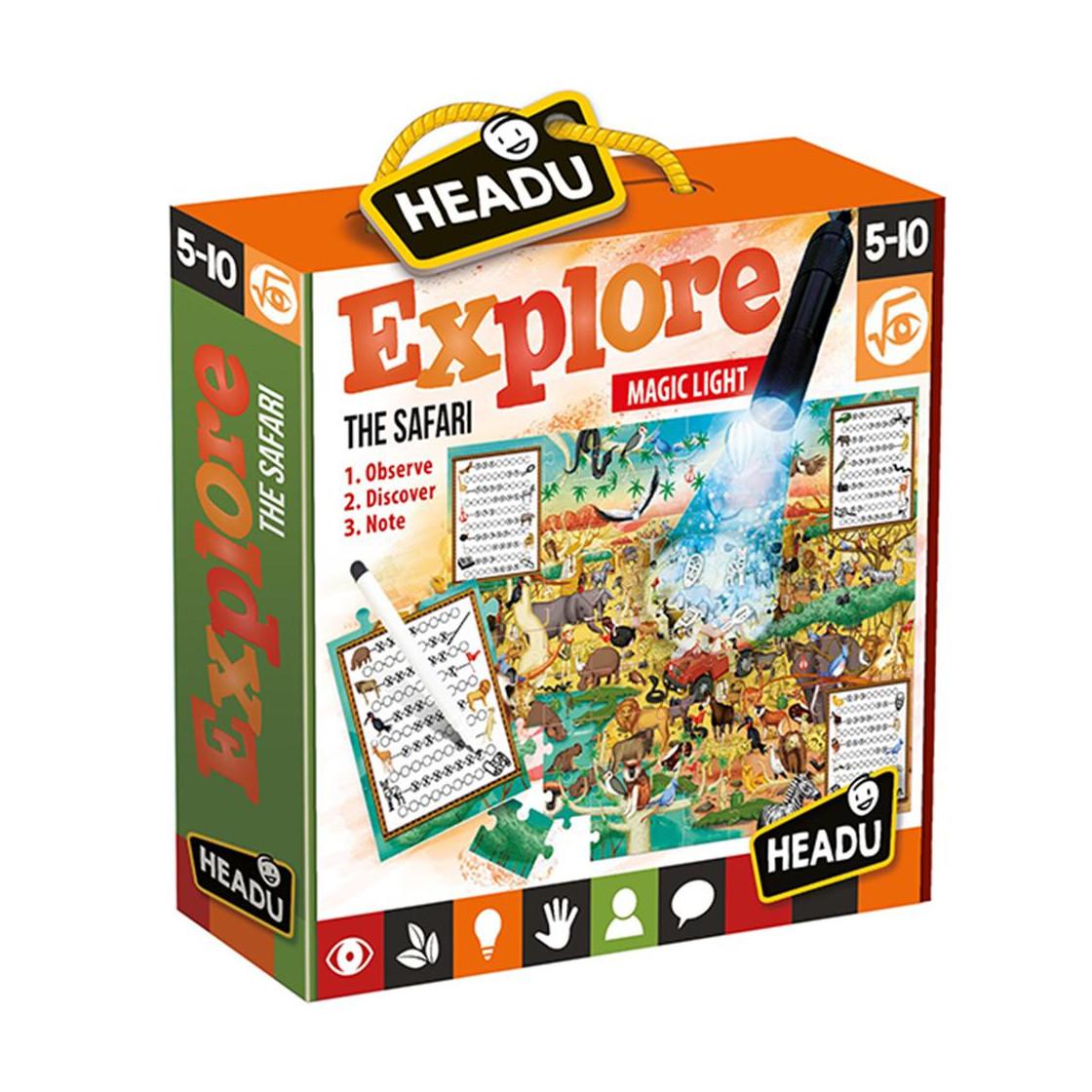 Image of Puzzle Explore the Safari mit Taschenlampe (70Teile)