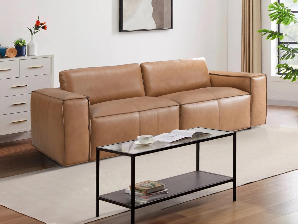 Vente-unique Sofa 3-Sitzer - Leder - Camelfarben - BERGONDI  